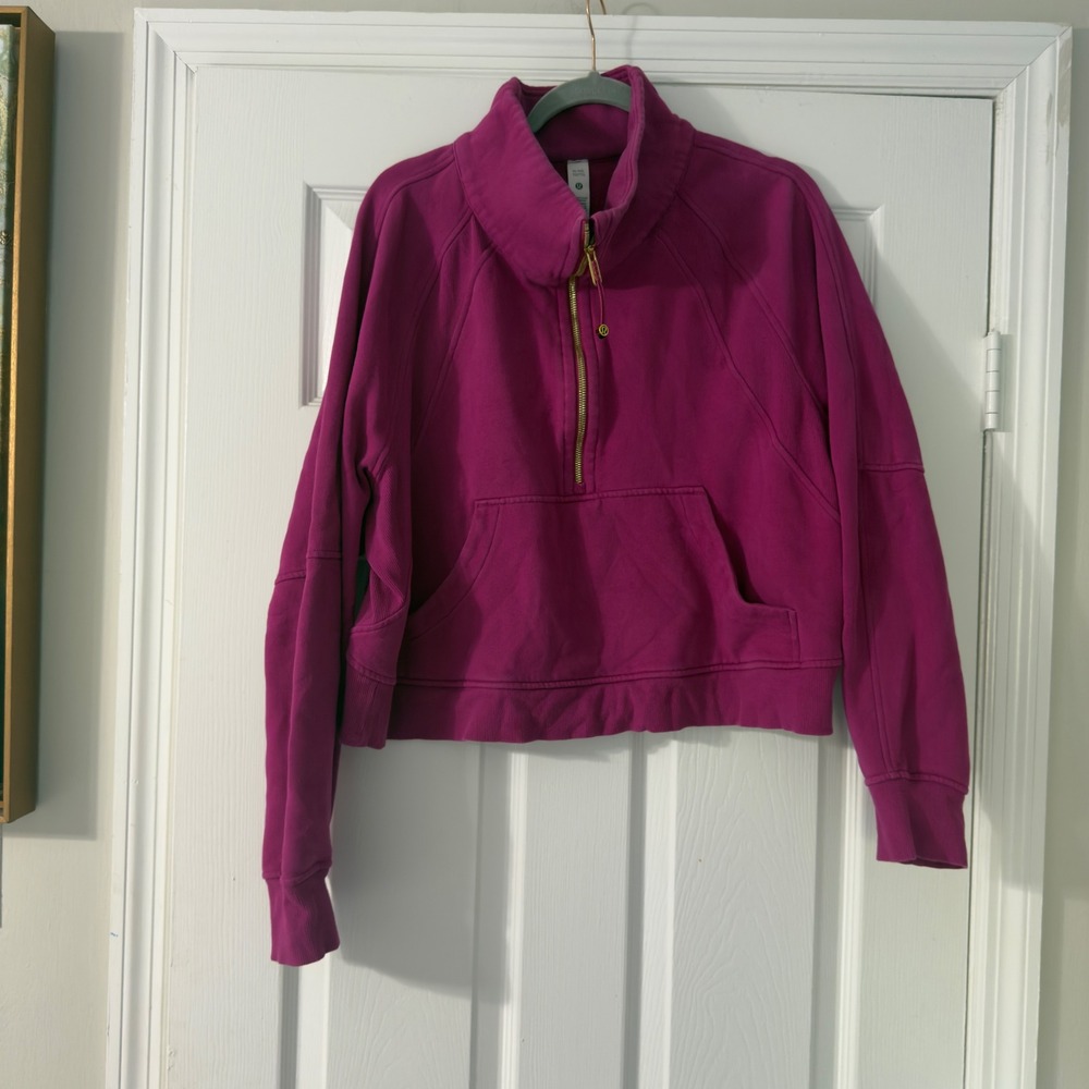 Lululemon Scuba Oversized Funnel Neck Half Zip Magenta Gold Zip XL/XXL